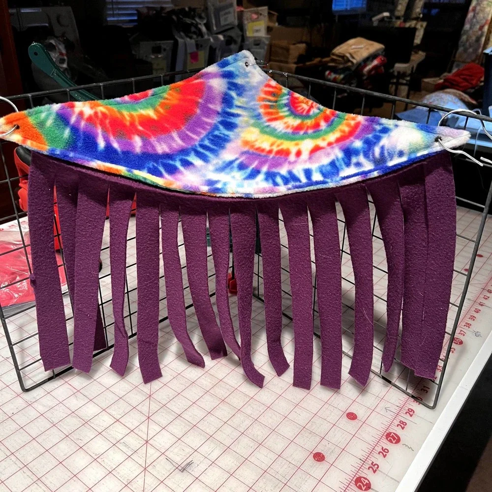 Fleece Forest Retro Tye Dye Includes Clips for Hanging Hiding Hammock